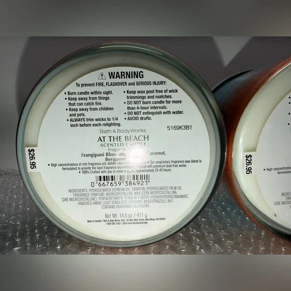 Bath & Body Works Candles Large At The Beach X2 - Picture 5 of 10